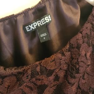 Burgundy one sleeve lace dress